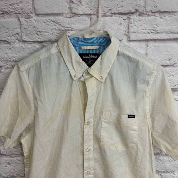 Chubbies The Grayt Escape Short Sleeve Button Down shirt yellow hawaiin mens S - Picture 2 of 7